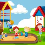 Active boys and girls playing sport and fun activities outside